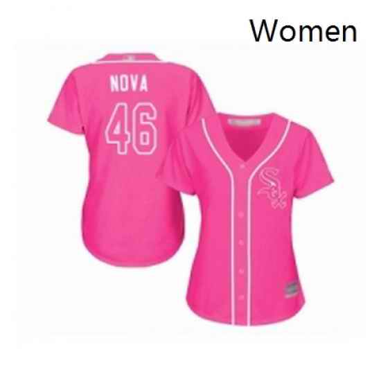 Womens Chicago White Sox 46 Ivan Nova Replica Pink Fashion Cool Base Baseball Jersey